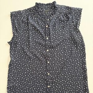 Ann Taylor Navy Polka Dot Sleeveless Top